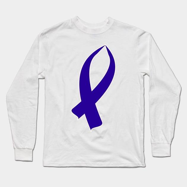 Awareness Ribbon (Dark Blue) Long Sleeve T-Shirt by BlakCircleGirl